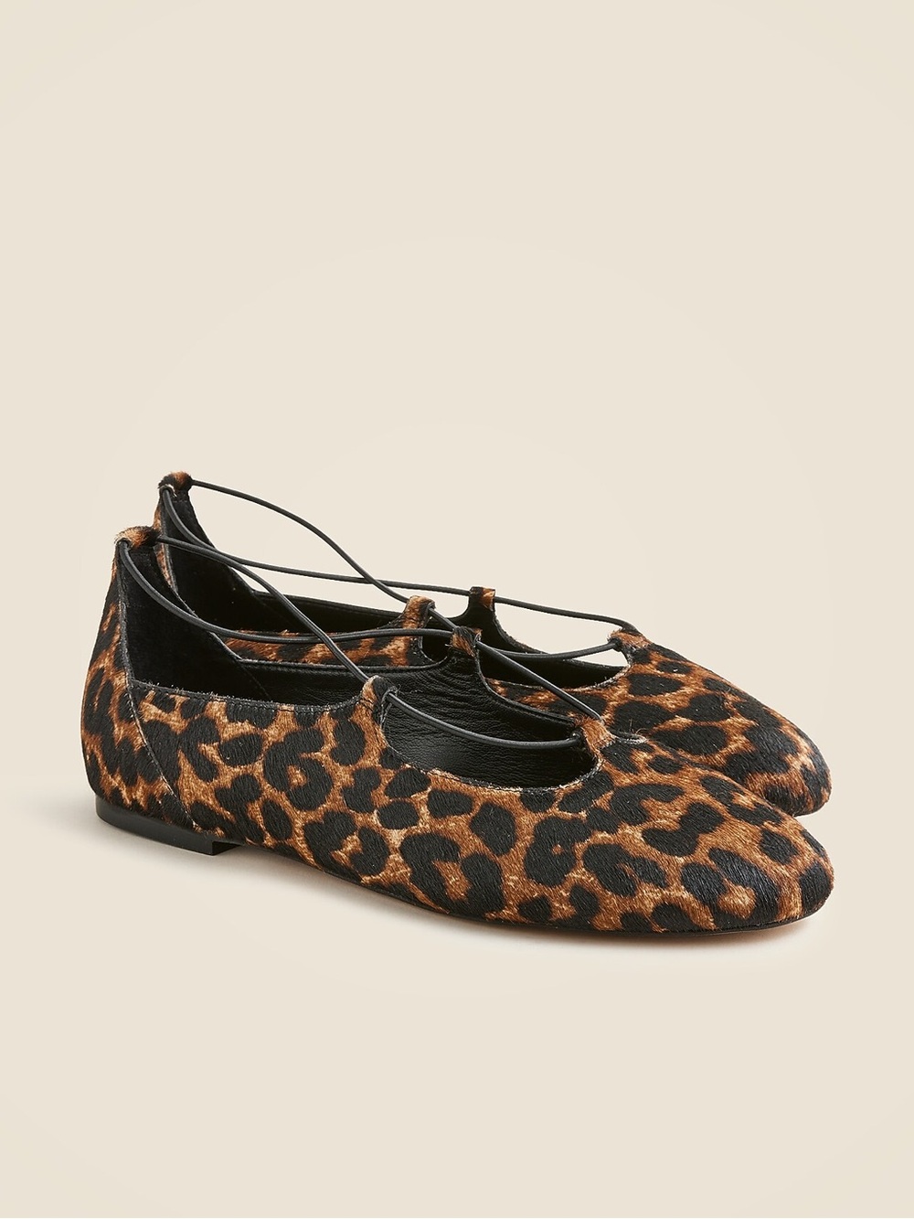 J. Crew Andi strappy ballet flats in printed calf hair